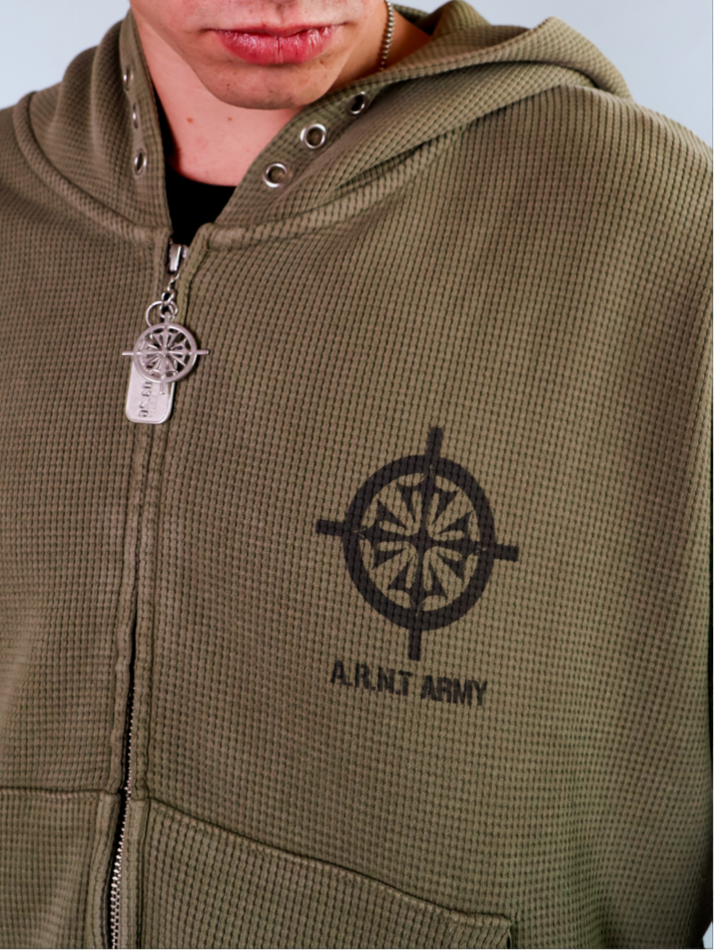 Waffle Olive Hoodie
