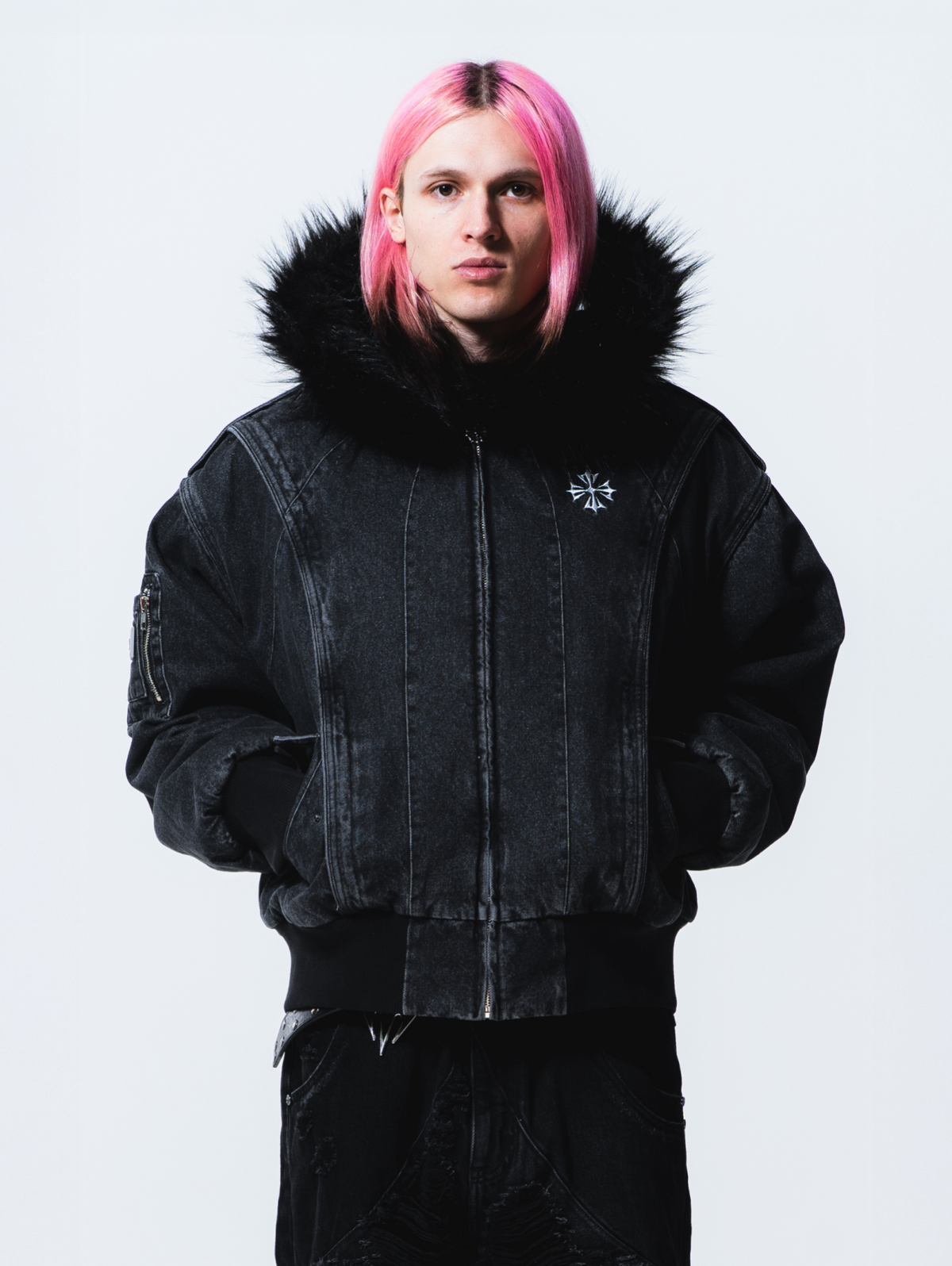 Fur Forged Denim Bomber
