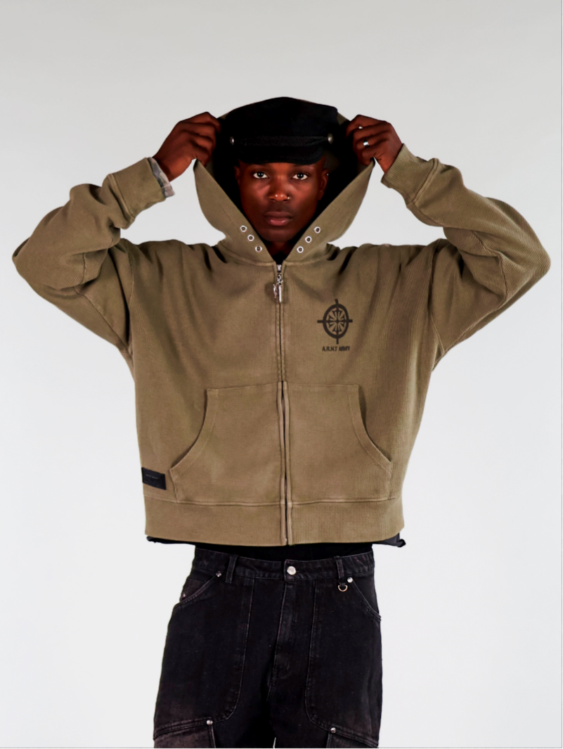 Waffle Olive Hoodie