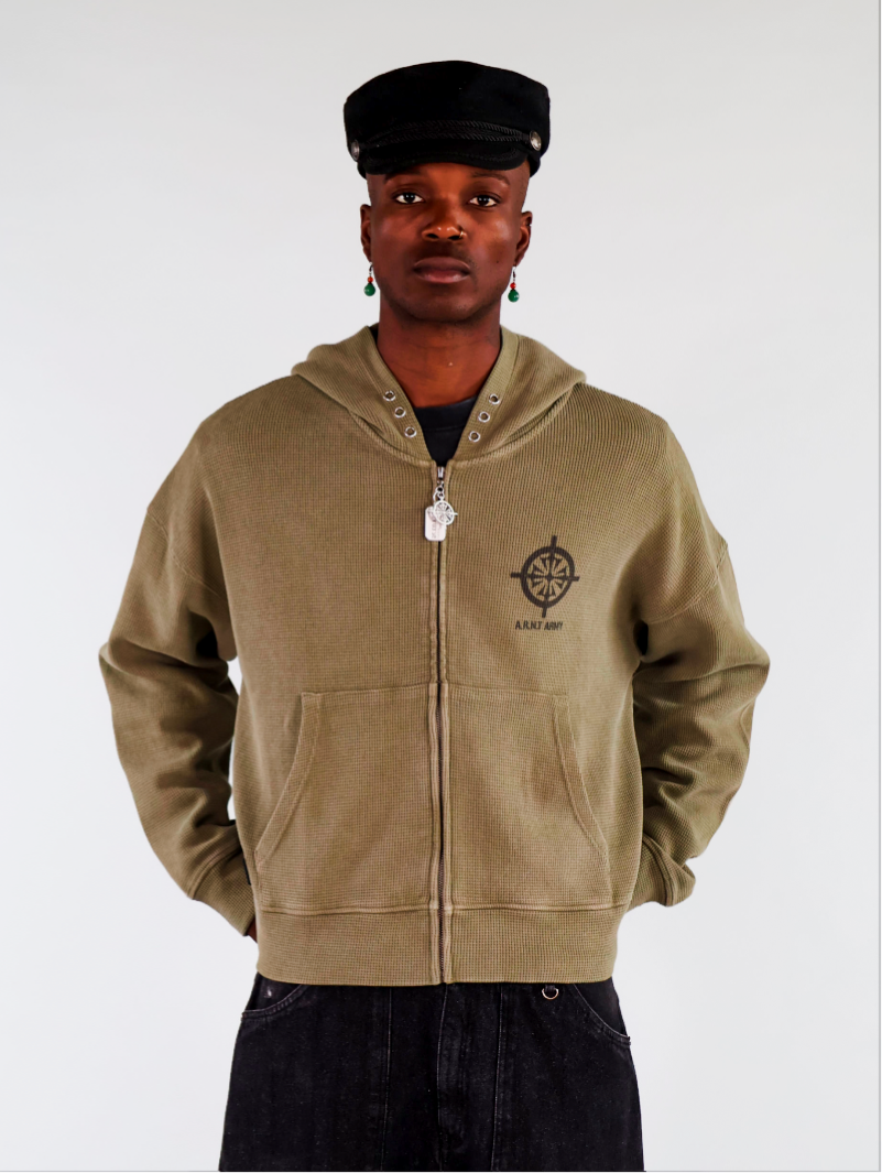 Waffle Olive Hoodie