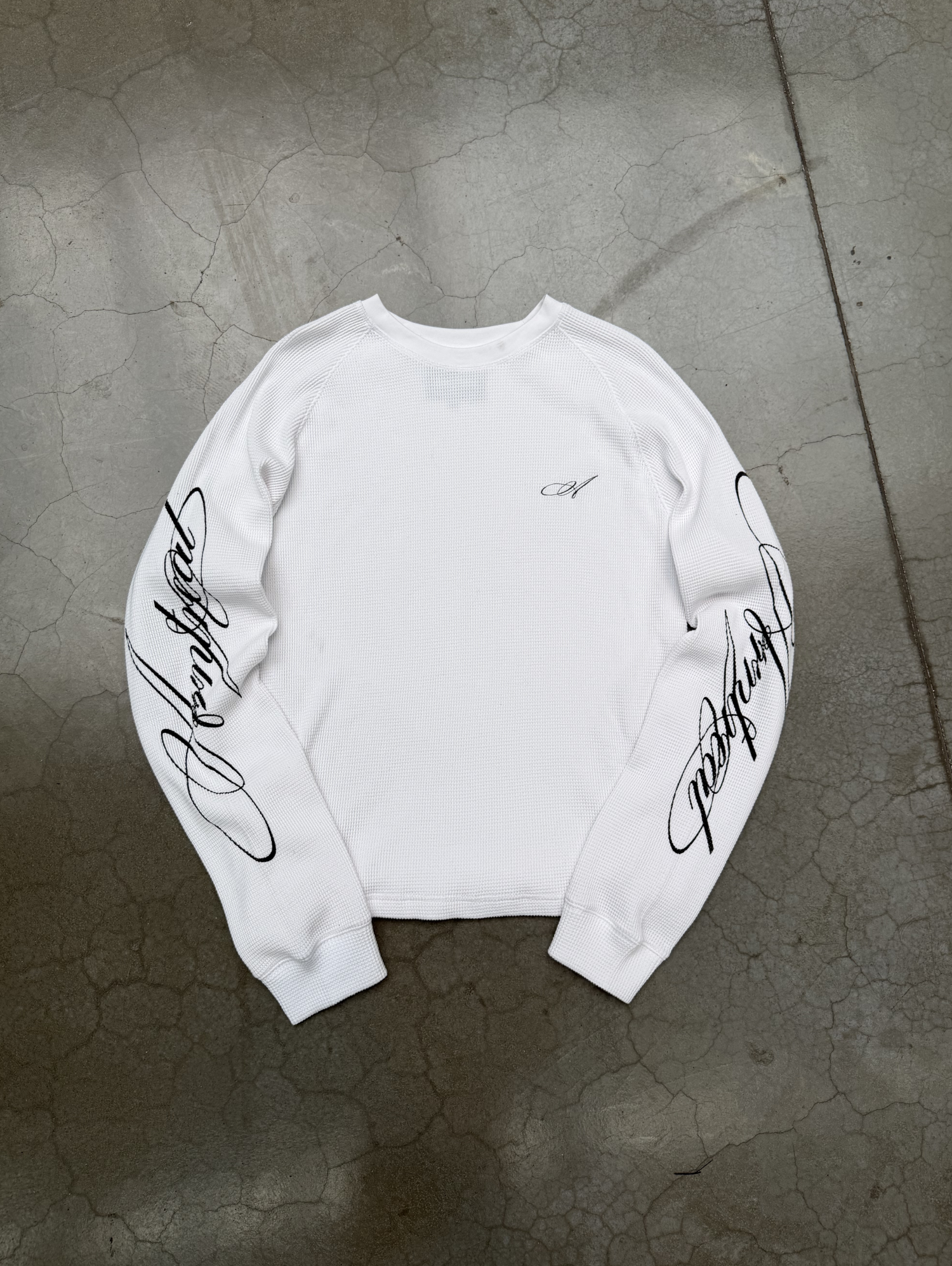 Script Longsleeve Waffle White