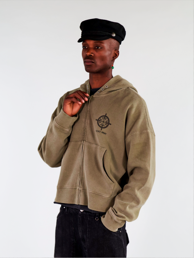 Waffle Olive Hoodie